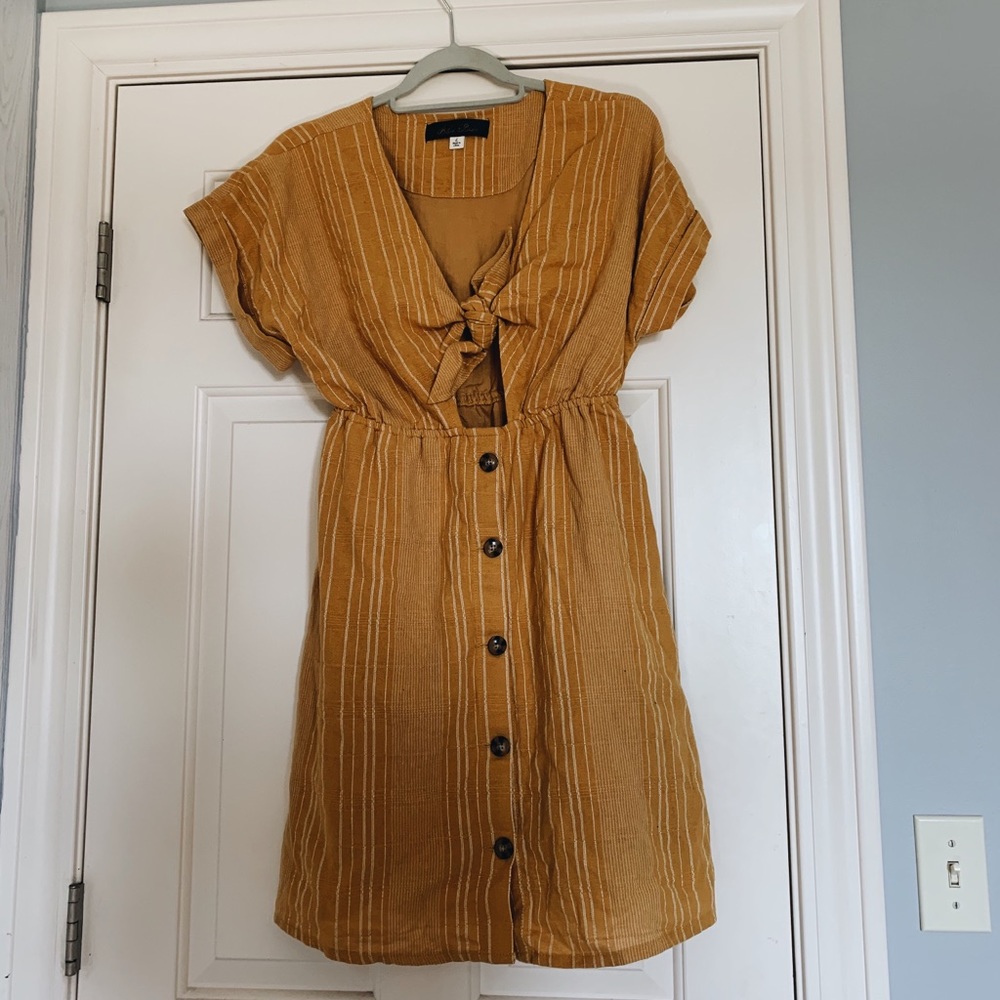 Francescas Woven Mustard Yellow Dress